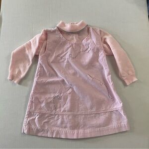 VTG Carriage Boutique Pink Corduroy Dress Embroidery Butterfly Size 12 Months